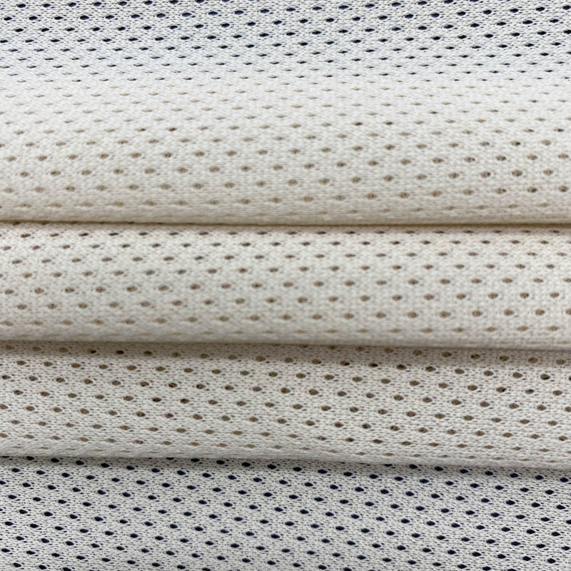 Dzianina mikrosiatkowa biała, 100% poliester, 110 g/m² — zdjęcie 4
