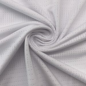 Dry-fit jacquard micro mesh knit, 90.3% polyester / 9.7% elastane, 165 g/m²