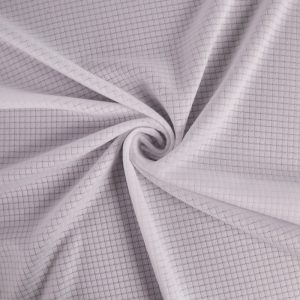 Dzianina interlock w kratkę drop needle, 100% poliester, 110 g/m²