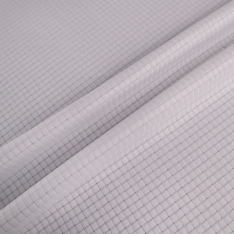 Dzianina interlock w kratkę drop needle, 100% poliester, 110 g/m² — zdjęcie 2