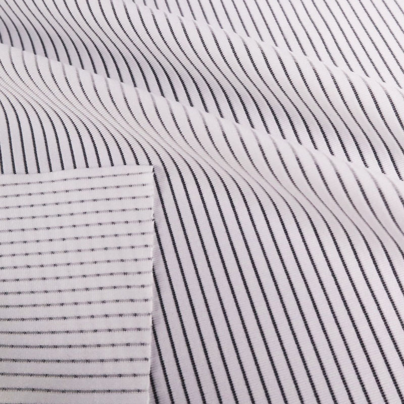 Dzianina jersey w drobne prążki, 86,7% poliester / 13,3% elastan, 140 g/m² — zdjęcie 3