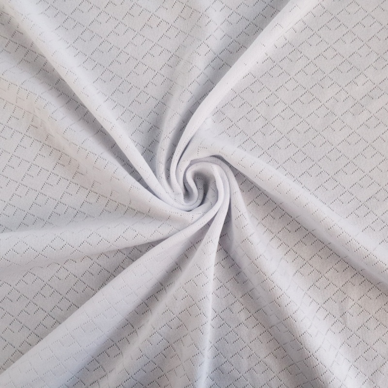 Fan-pattern jacquard mesh knit, 100% polyester, 120 g/m²