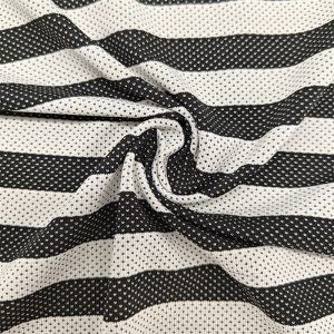 Dzianina jersey w paski z poliestru z recyklingu, 92% poliester / 8% elastan, 150 g/m²